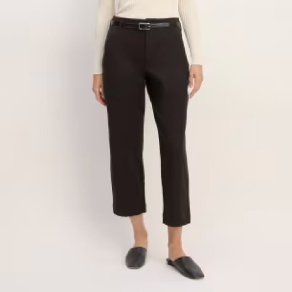 EVERLANE THE UTILITY STRAIGHT LEG CROPPED PANTS stretch cotton black sz 0